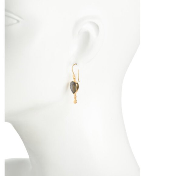 SHAANTI JEWELS  India 18kt Gold Plated Sterling Silver Labradorite Earrings - Picture 2 of 2
